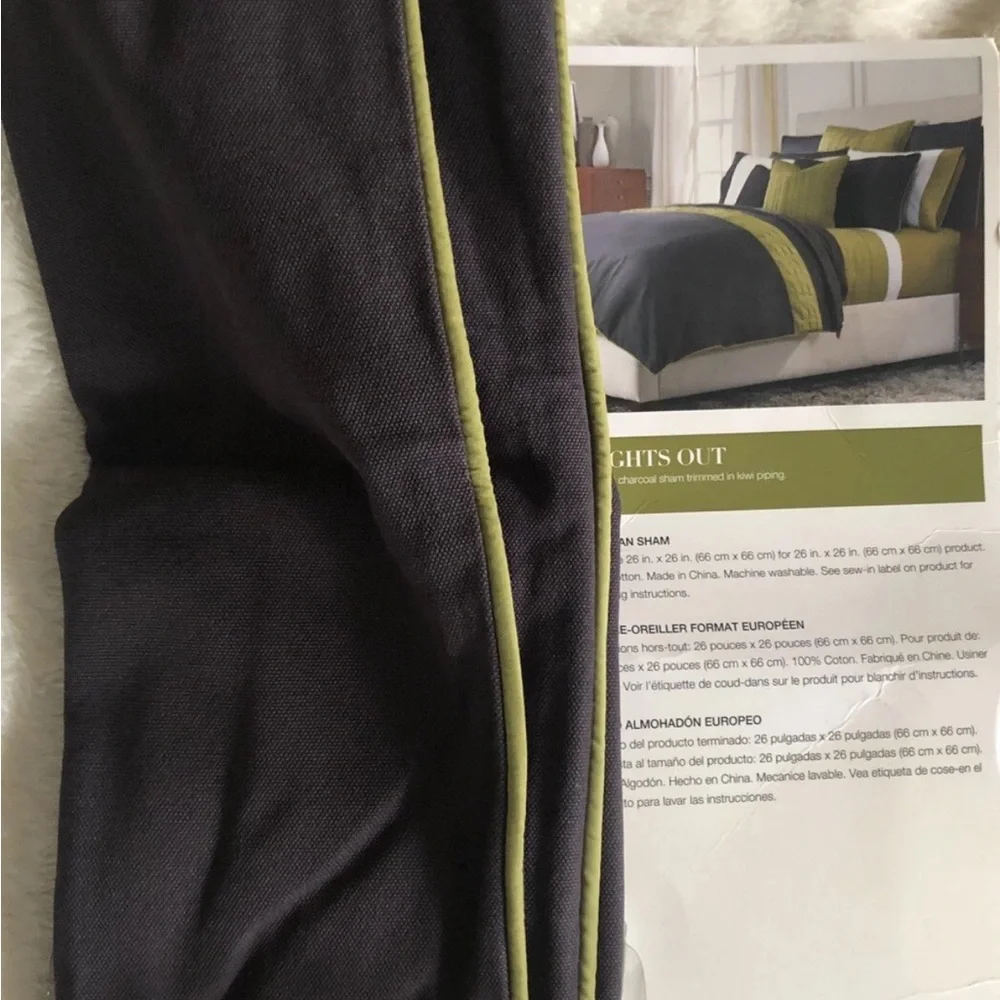 Mitchell Gold + Bob Williams Pillow Sham*Eggplant & Kiwi Green Piping MSRP $140